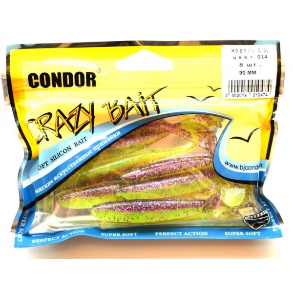 Силиконовая приманка съедобная Condor (Кондор), BL-90, 90мм, 8шт., цвет № 14 Силиконовая приманка съедобная Condor (Кондор), BL-90, 90мм, 8шт., цвет № 14
