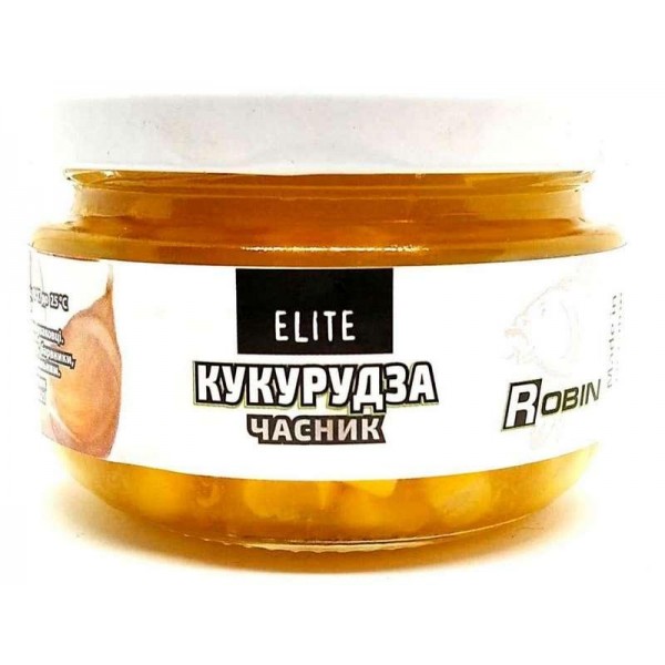 Рыболовная наживка Кукуруза ELITE ROBIN стекло 125г., чеснок