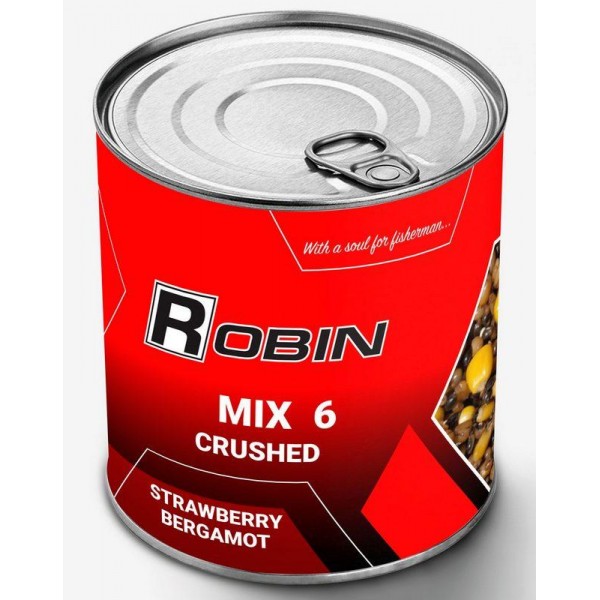 Наживка МІКС 6-ти зерен ROBIN ж/б 900мл., полуниця-бергамот посічений Наживка МІКС 6-ти зерен ROBIN ж/б 900мл., полуниця-бергамот посічений