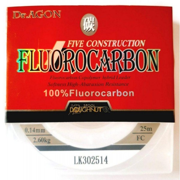 Флюорокарбон Dr.AGON FIVE CONSTRUCTION, 25м, діаметр 0,14мм