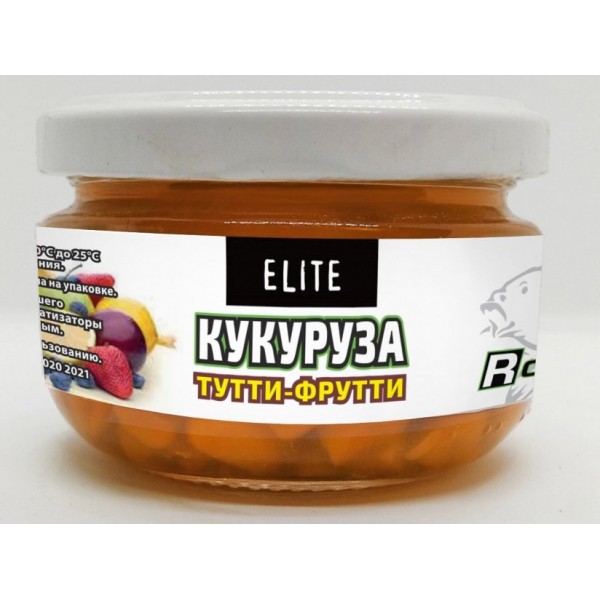 Рыболовная наживка Кукуруза ELITE ROBIN стекло 125г., тутти-фрутти