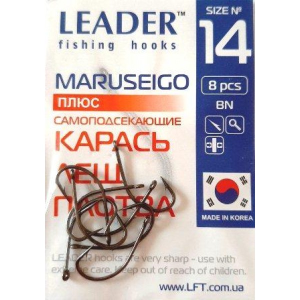 Гачки Leader MARUSEIGO BN, № 14 (8шт.) Гачки Leader MARUSEIGO BN, № 14 (8шт.)