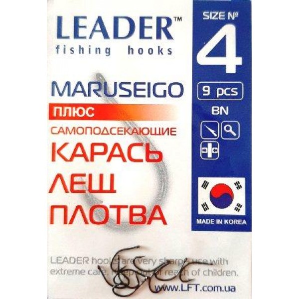 Гачки Leader MARUSEIGO BN, № 4 (9шт.) Гачки Leader MARUSEIGO BN, № 4 (9шт.)