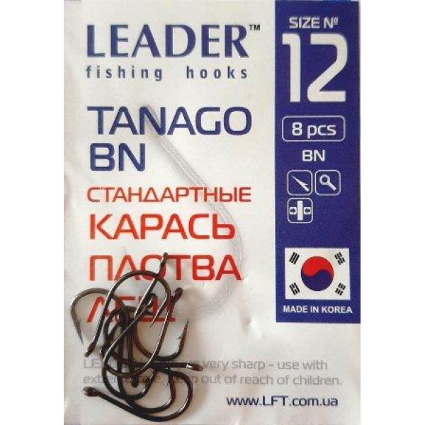 Крючки для рыбной ловли Лидер TANAGO BN, № 12 (8шт.)