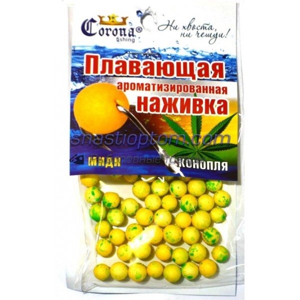 Пенопластовая наживка Корона, миди, (6-8мм), конопля Пенопластовая наживка Корона, миди, (6-8мм), конопля