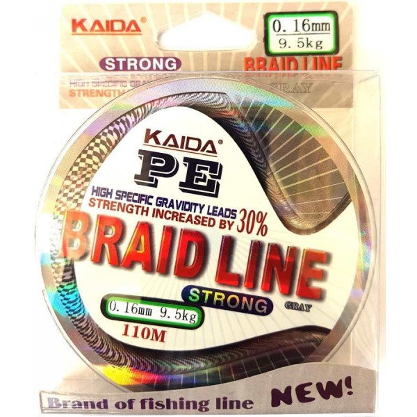 Шнур Kaida BRAID LINE, сірий, зелений 100м, діаметр 0,16мм