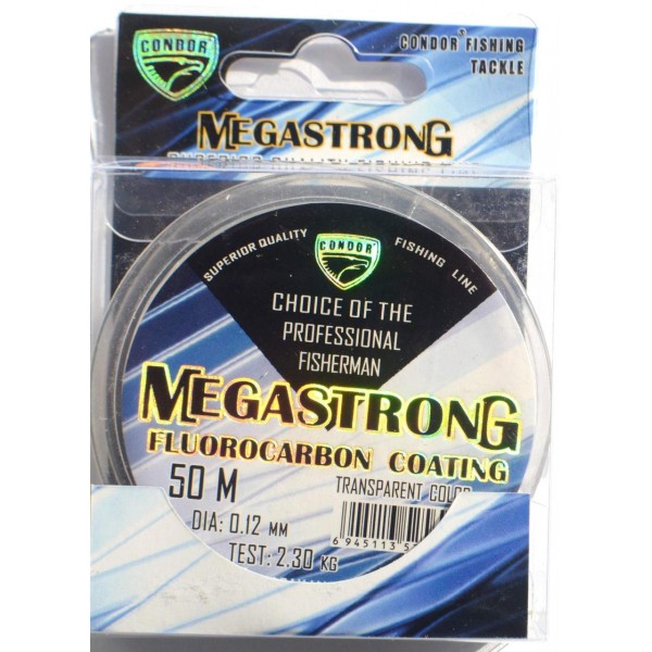 Леска для рыбалки Condor MegaStrong Fluorocarbon Coating 50м, диаметр 0,12мм