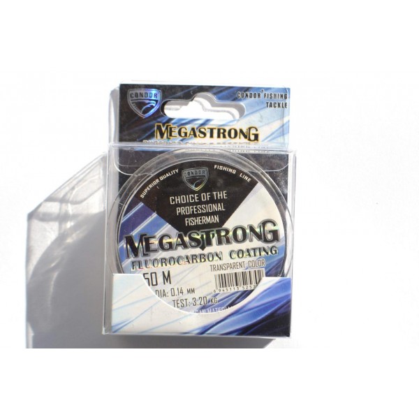 Леска для рыбалки Condor MegaStrong Fluorocarbon Coating 50м, диаметр 0,14мм