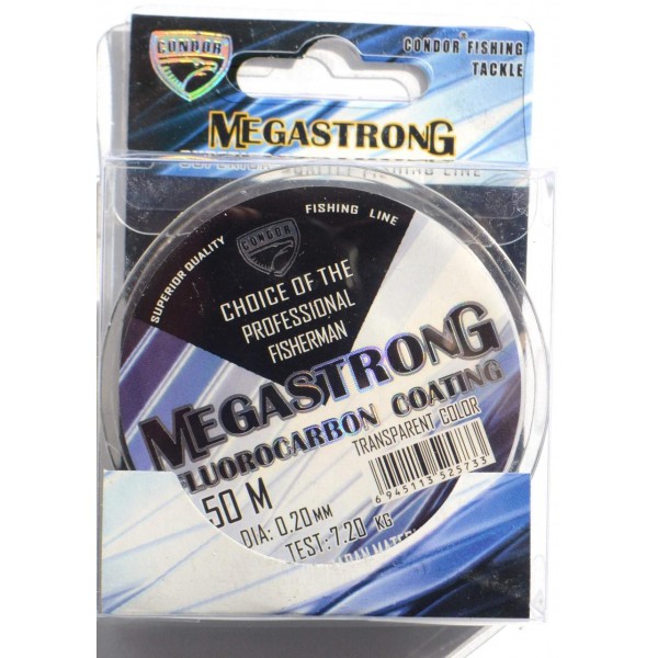 Леска для рыбалки Condor MegaStrong Fluorocarbon Coating 50м, диаметр 0,20мм