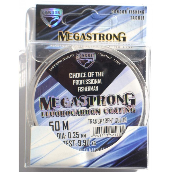 Леска для рыбалки Condor MegaStrong Fluorocarbon Coating 50м, диаметр 0,25мм
