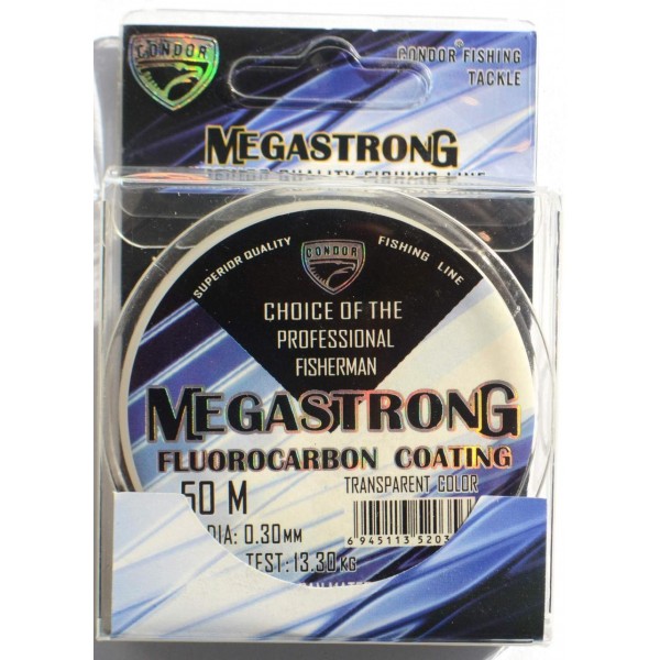 Леска для рыбалки Condor MegaStrong Fluorocarbon Coating 50м, диаметр 0,30мм