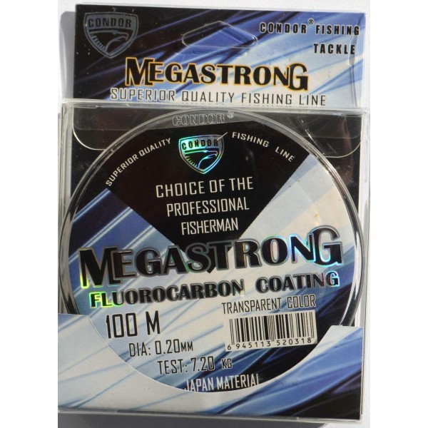 Леска Condor MegaStrong Fluorocarbon Coating 100м, диаметр 0,20мм