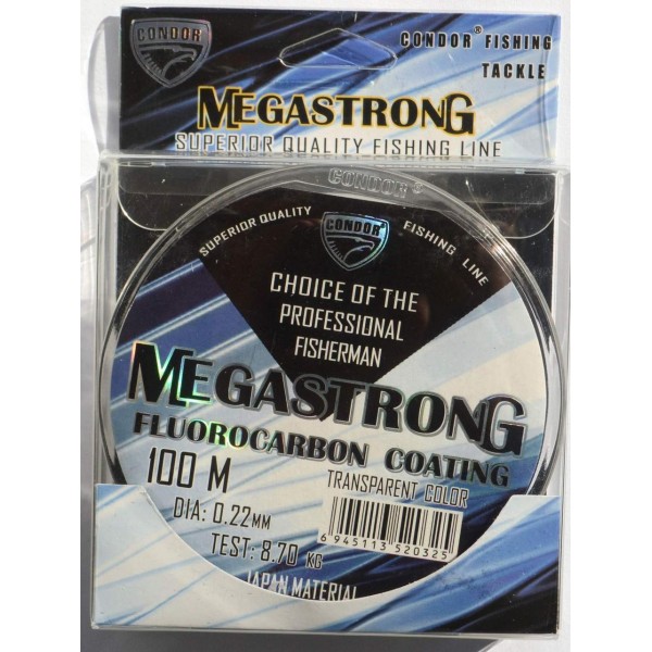 Леска Condor MegaStrong Fluorocarbon Coating 100м, диаметр 0,22мм
