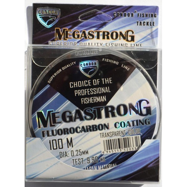 Леска Condor MegaStrong Fluorocarbon Coating 100м, диаметр 0,25мм