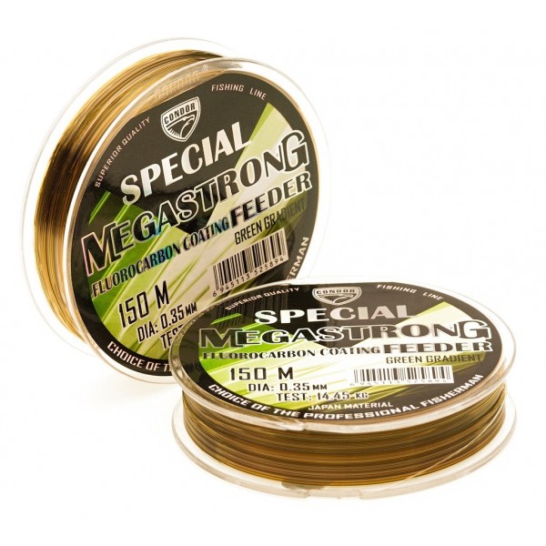 Волосінь Condor MegaStrong Special Fluorocarbon coating FEEDER GREEN GRADIENT, 150м. , діаметр 0,16мм