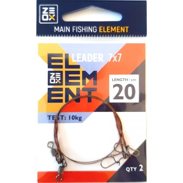 Рибальський повідець ZEOX ELEMENT 7*7, 20 см, 10 кг (2 шт.)