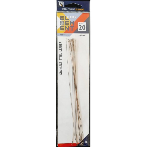 Повідець для риболовлі ZEOX ELEMENT Струна 0,40 мм, 20 см, 26 кг (10 шт)