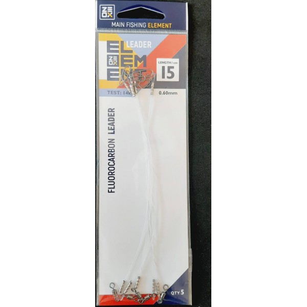Флюрокарбоновий повідець рибальський ZEOX ELEMENT 0,60мм, 15см, 14кг (5 шт)